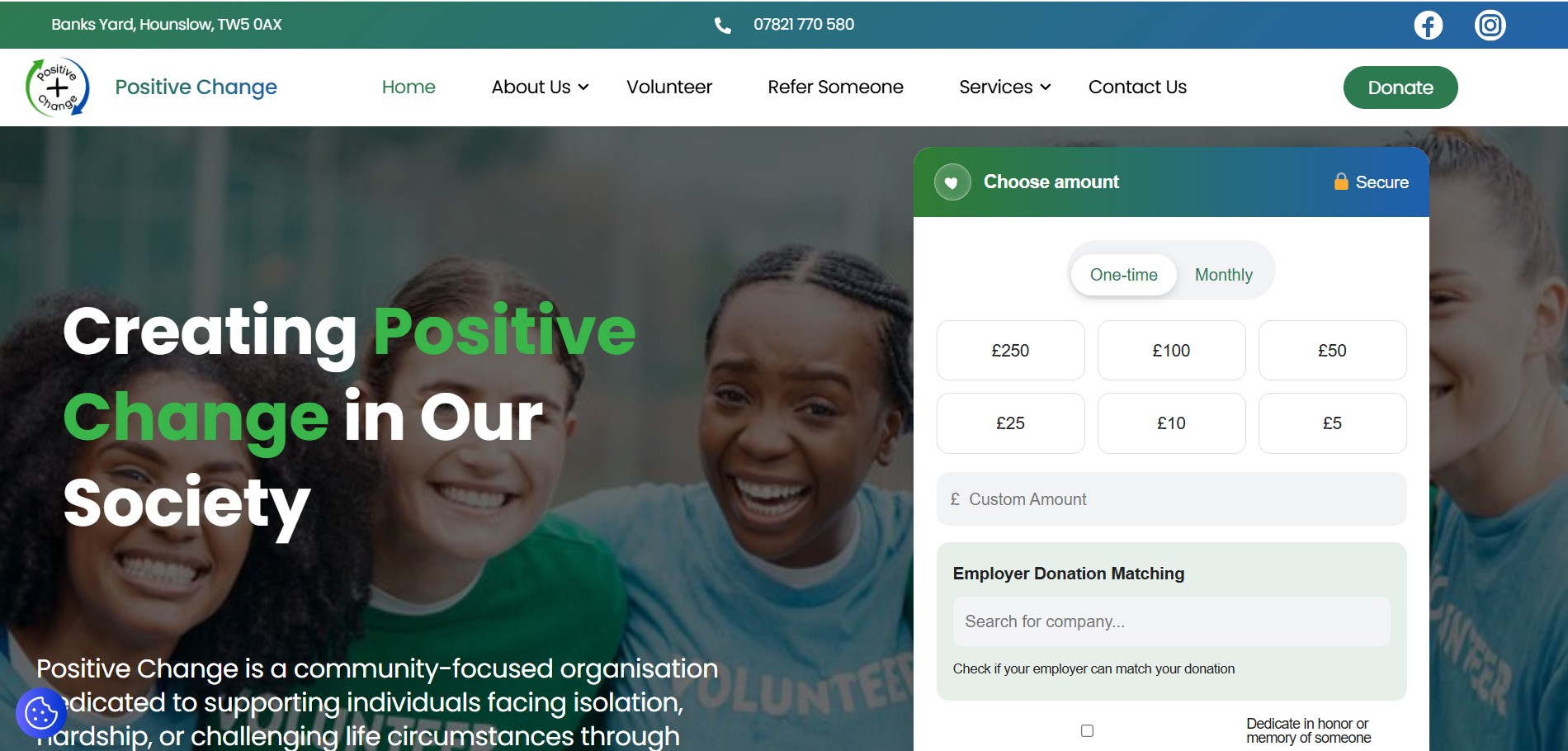 Positive Change website thumbnail